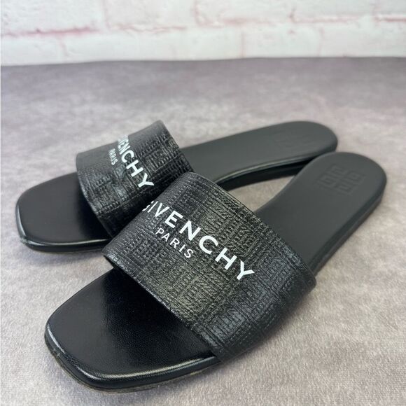 Givenchy 4G Black Embossed Textured Black Slides 41 - Picture 6 of 16